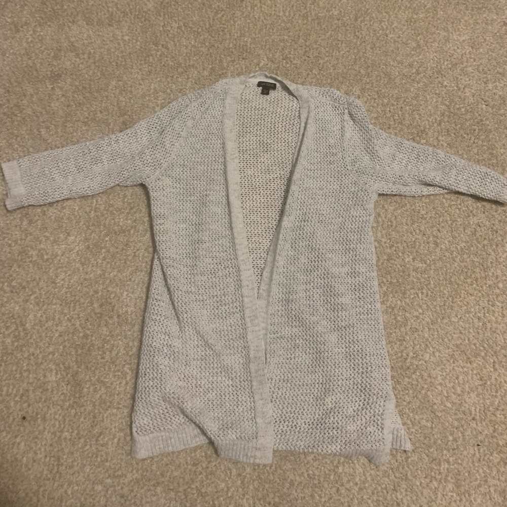 J. Jill Light Gray Open-Front Cardigan
